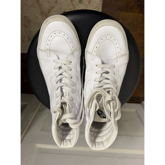 Vans Shoes - Vans Sk8-Hi Leather High Top Sneakers White Mens 7.5 Womens 9 Skate Shoes